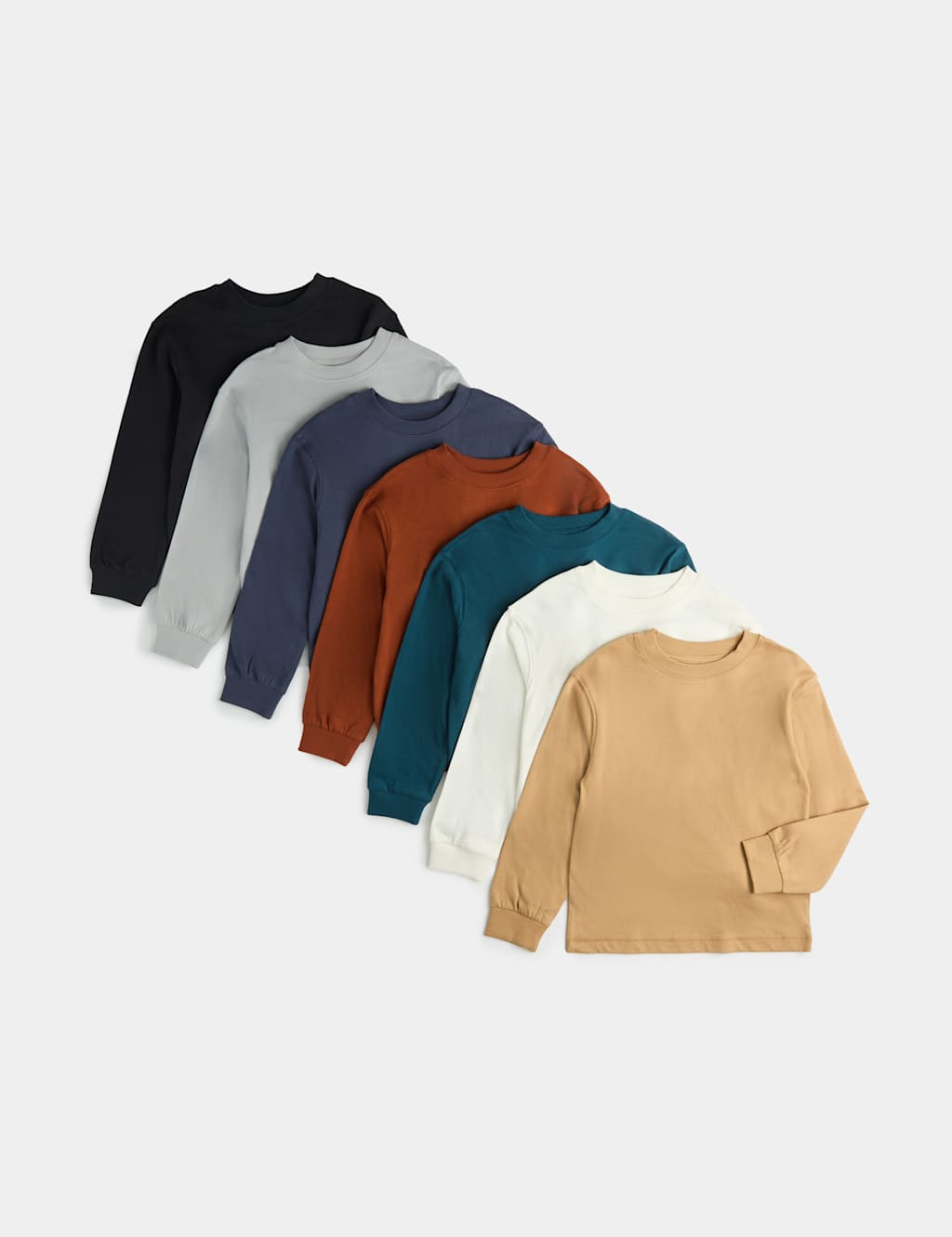 M&S Boys 7 Pack Pure Cotton Tops (2-8 Yrs) - 7-8 Years - Multi
