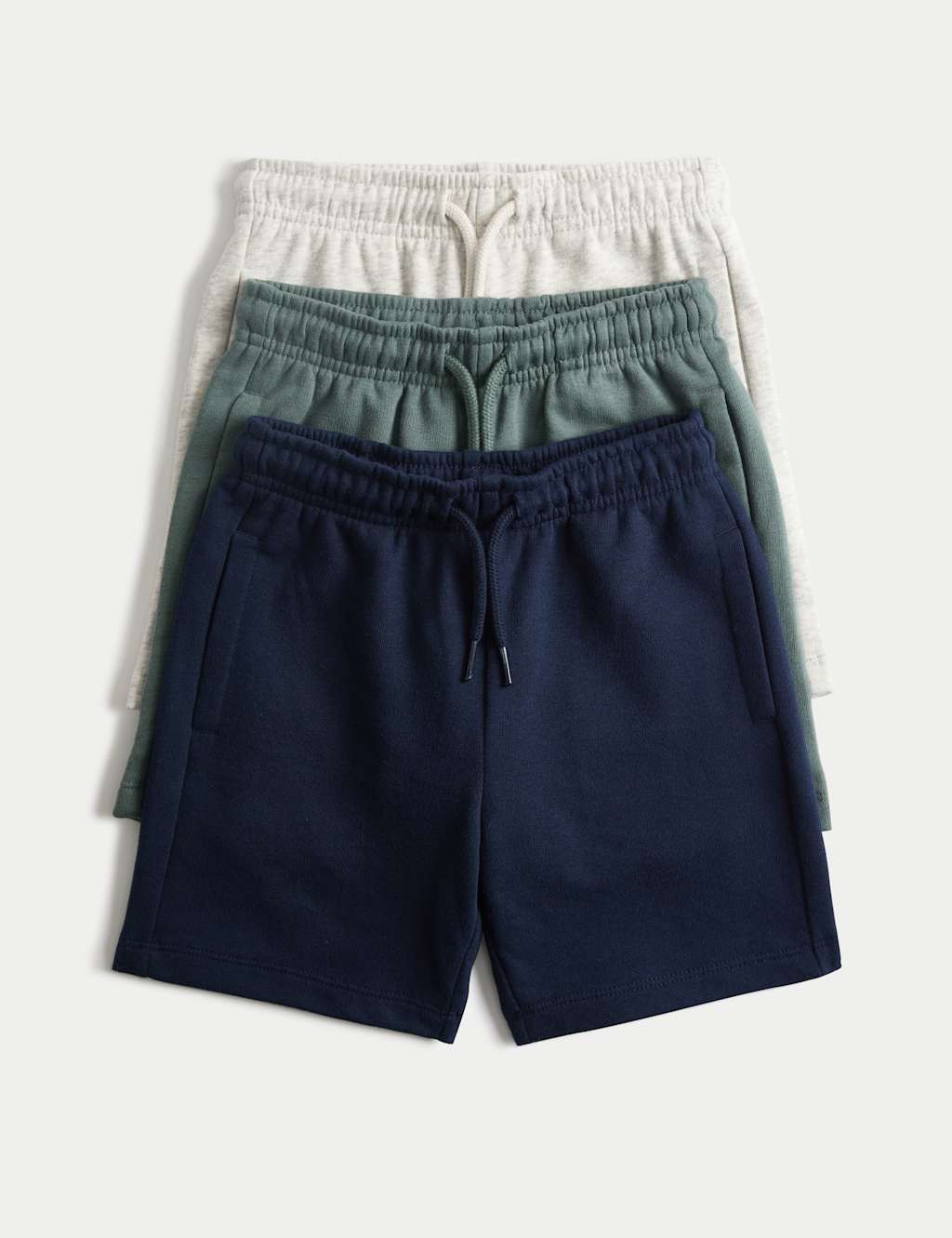 M&S Boys 3 Pack Cotton Rich Shorts (2-8 Yrs) - 2-3 Years - Navy Mix