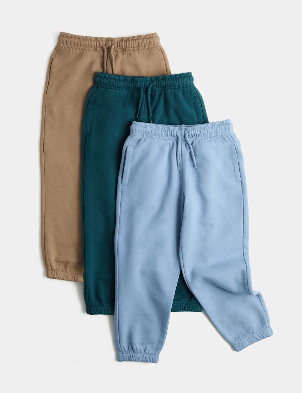 M&S Boys 3 Pack Cotton Rich Joggers (2-8 Yrs) - 2-3 Years - Green Mix