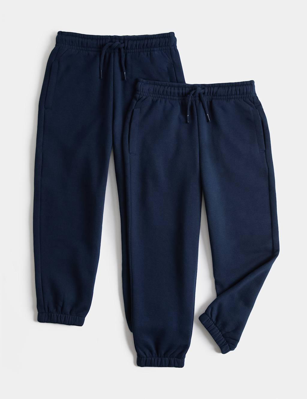 M&S Boys 2 Pack Cotton Rich Joggers (2-8 Yrs) - 2-3 Years - Navy