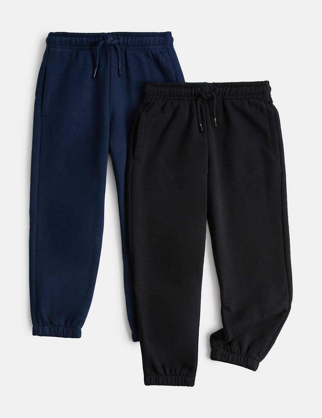 M&S Boys 2 Pack Cotton Rich Joggers (2-8 Yrs) - 7-8 Years - Navy Mix