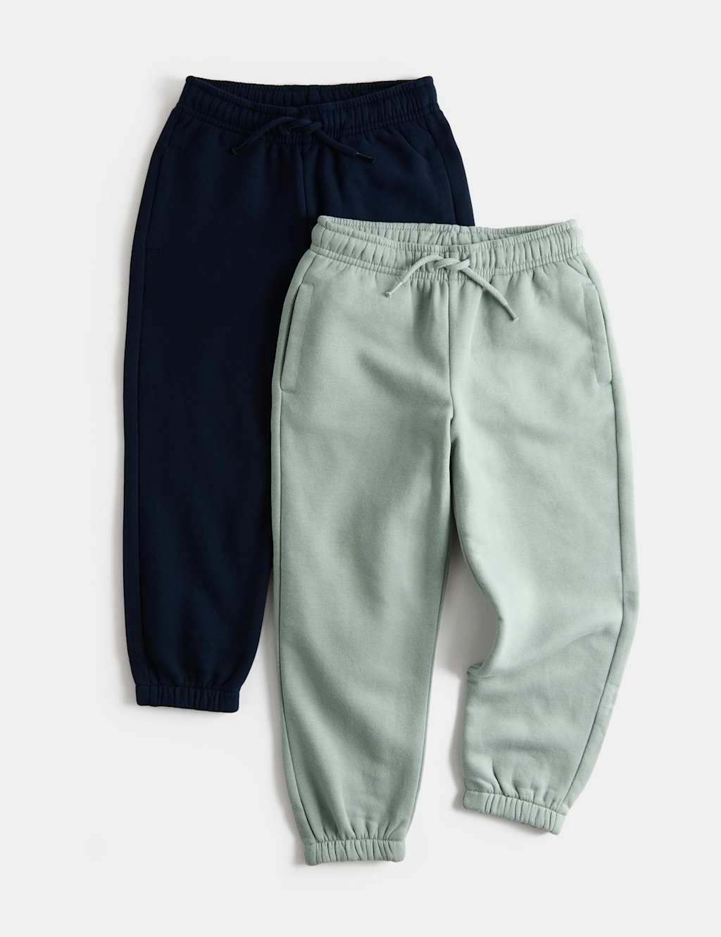 M&S Boys 2 Pack Cotton Rich Joggers (2-8 Yrs) - 2-3 Years - Green Mix