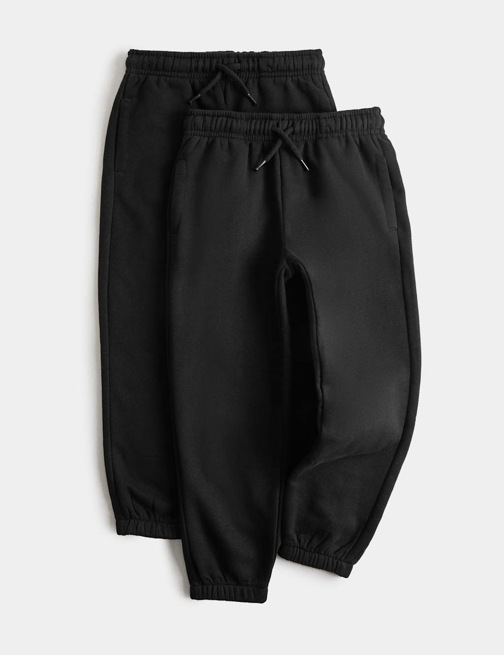 M&S Boys 2 Pack Cotton Rich Joggers (2-8 Yrs) - 2-3 Years - Black