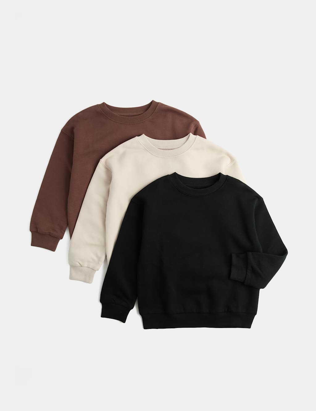 M&S Boys 3 Pack Cotton Rich Sweatshirts (2-8 Yrs) - 2-3 Years - Neutral