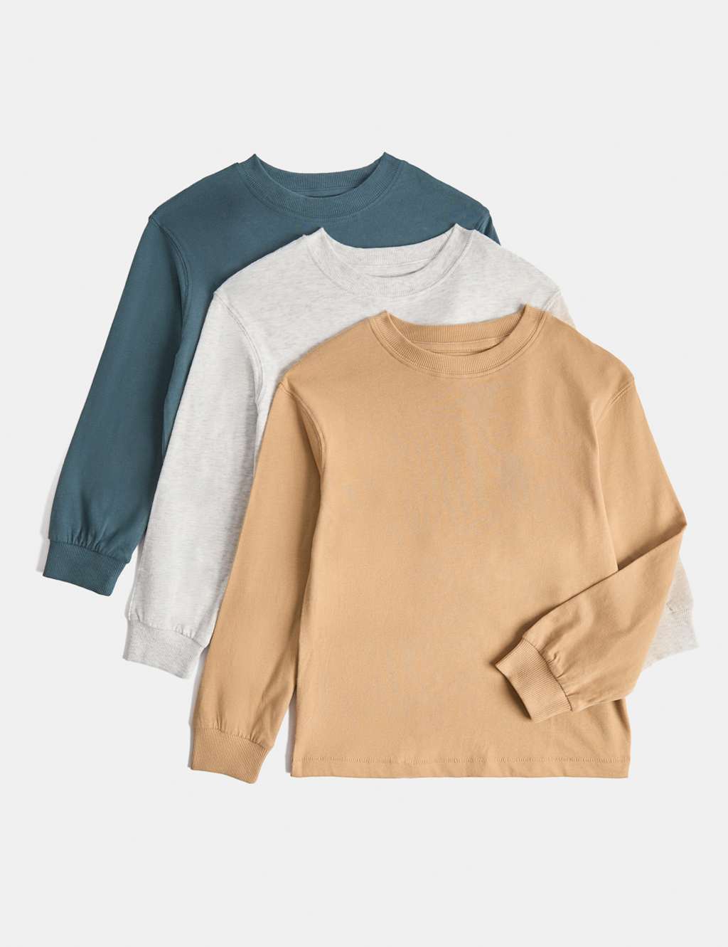 M&S Boys 3 Pack Pure Cotton Tops (2-8 Yrs) - 2-3 Years - Green Mix