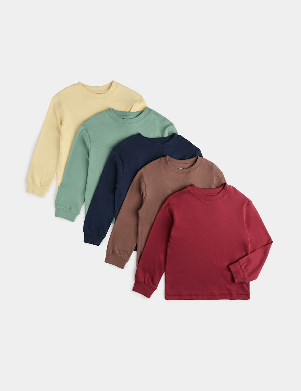 M&S Boys 5 Pack Pure Cotton Tops (2-8 Yrs) - 2-3 Years - Burgundy Mix