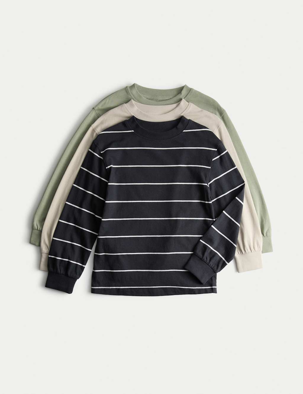 M&S 3pk Pure Cotton Tops (2-8 Yrs) Black Mix