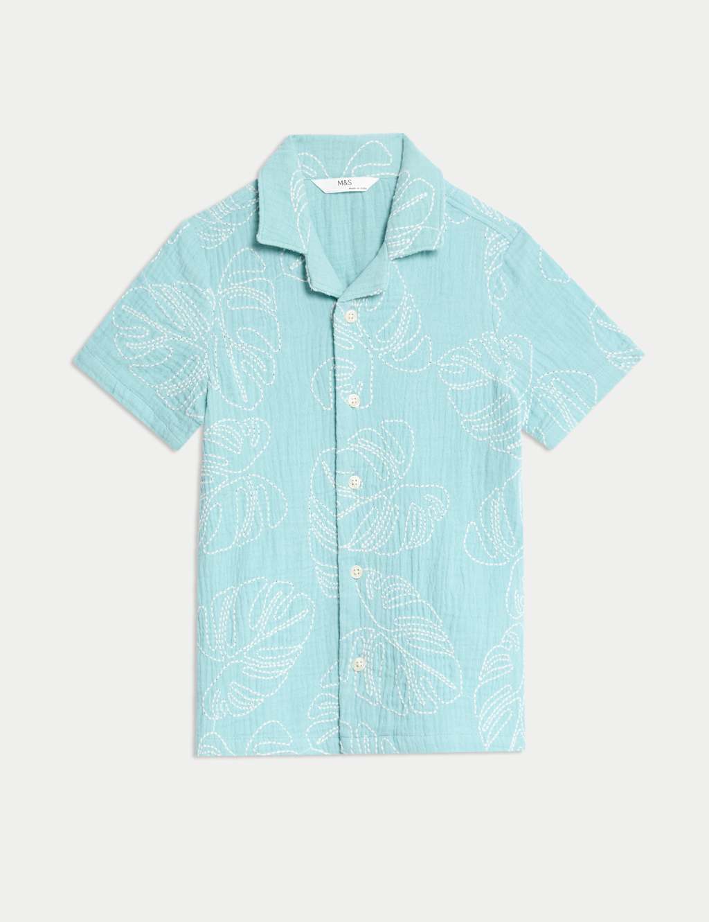 Pure Cotton Leaf Embroidered Shirt (2-8 Yrs)