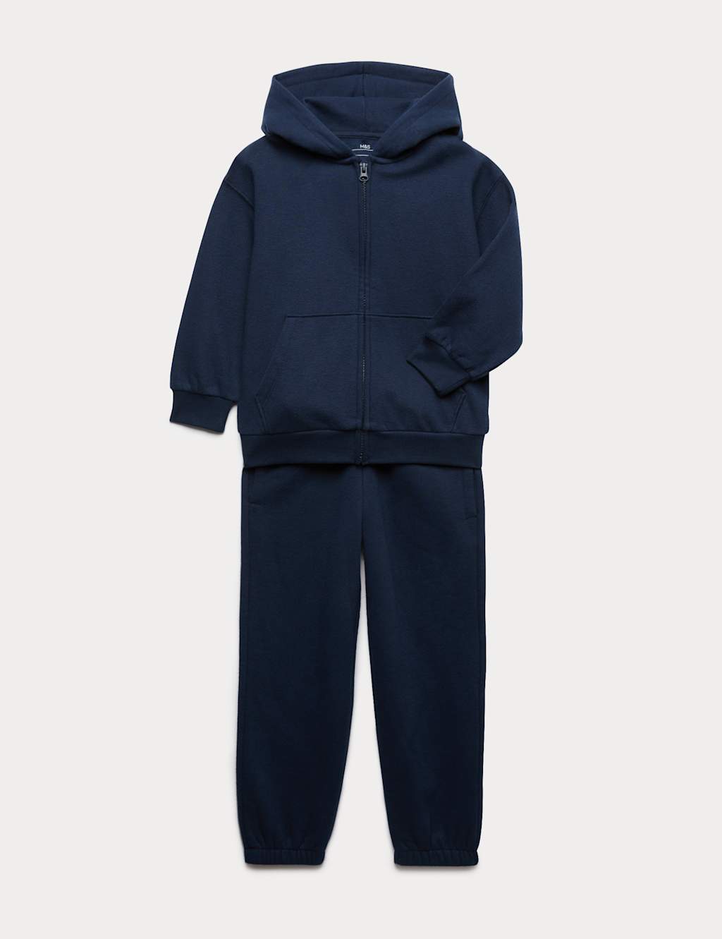 M&S Boys 2 Piece Cotton Rich Top & Bottom Outfit (2-8 Yrs) - 6-7 Years - Navy