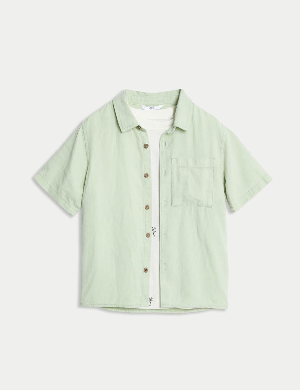 2pc Cotton Linen Shirt and T-Shirt Set (2-8 Yrs)