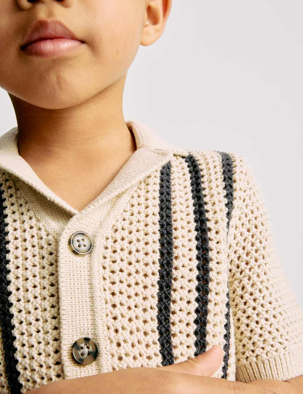 Pure Cotton Border Knitted Shirt (2-8 Yrs)