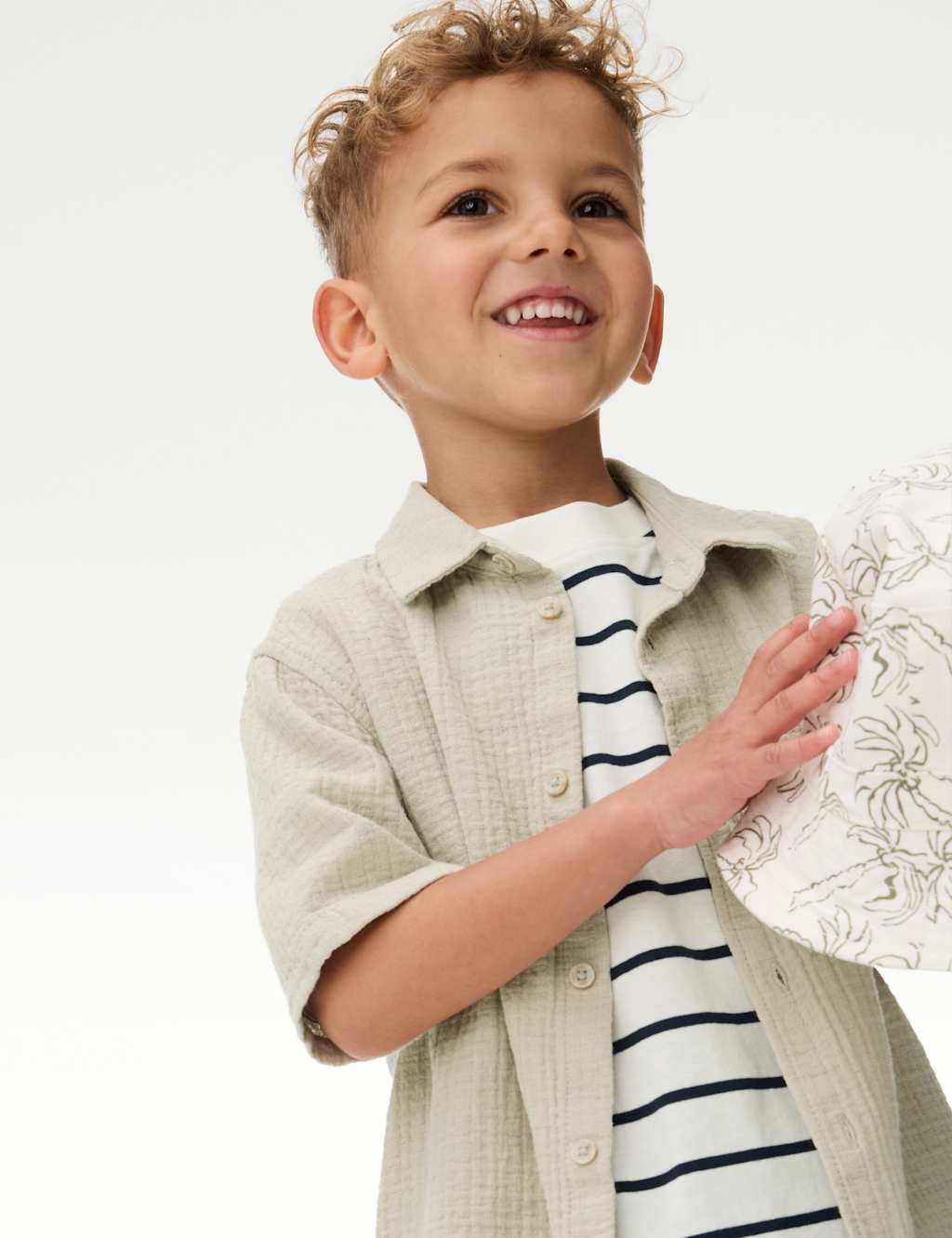 Cotton Rich Textured Shirt & T-Shirt Set (2-8 Yrs)