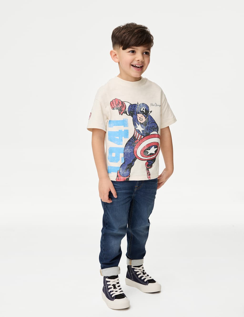 Pure Cotton Captain American T-Shirt (2-8 Yrs)