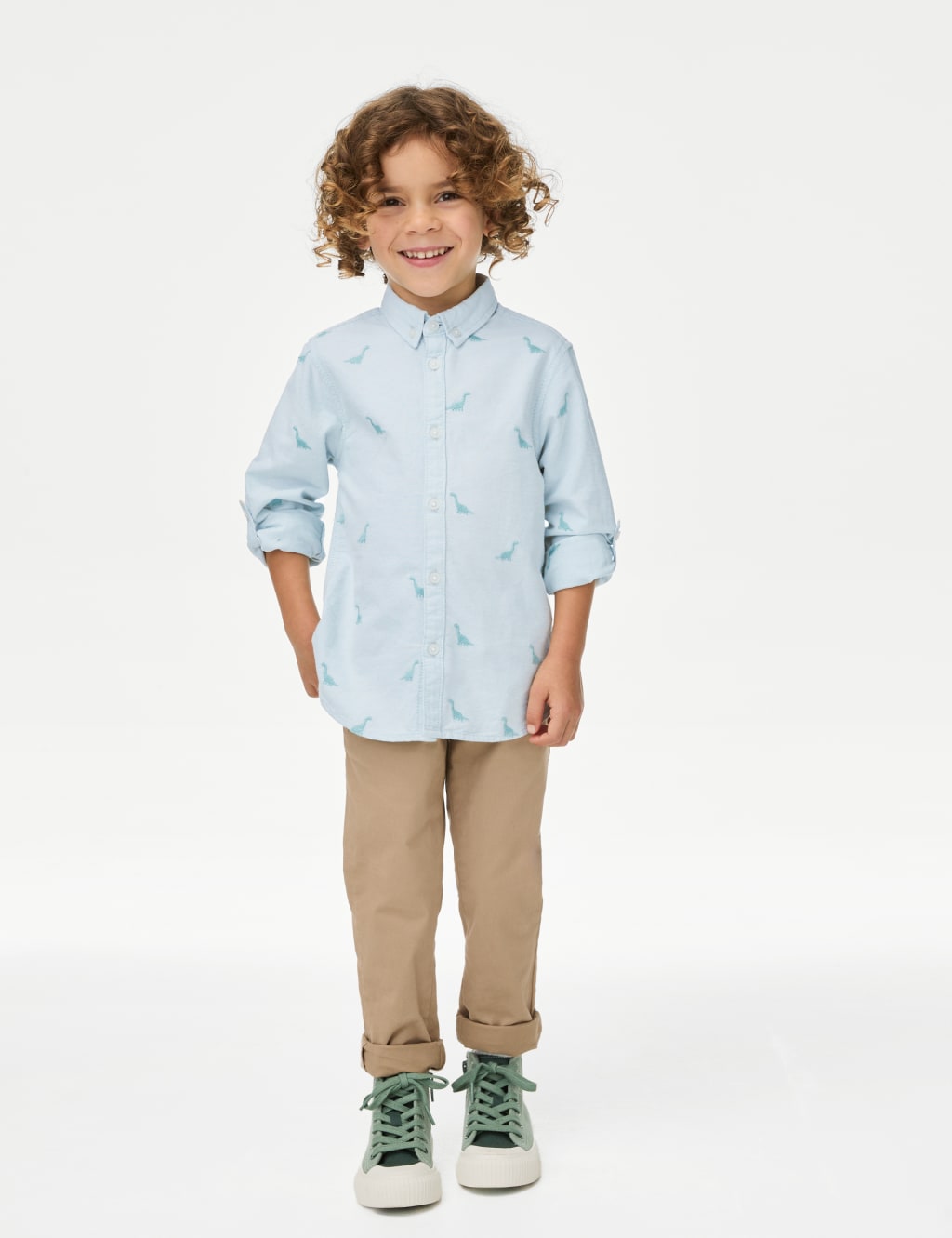 Pure Cotton Dinosaur Embroidered Oxford Shirt (1-8 Yrs)