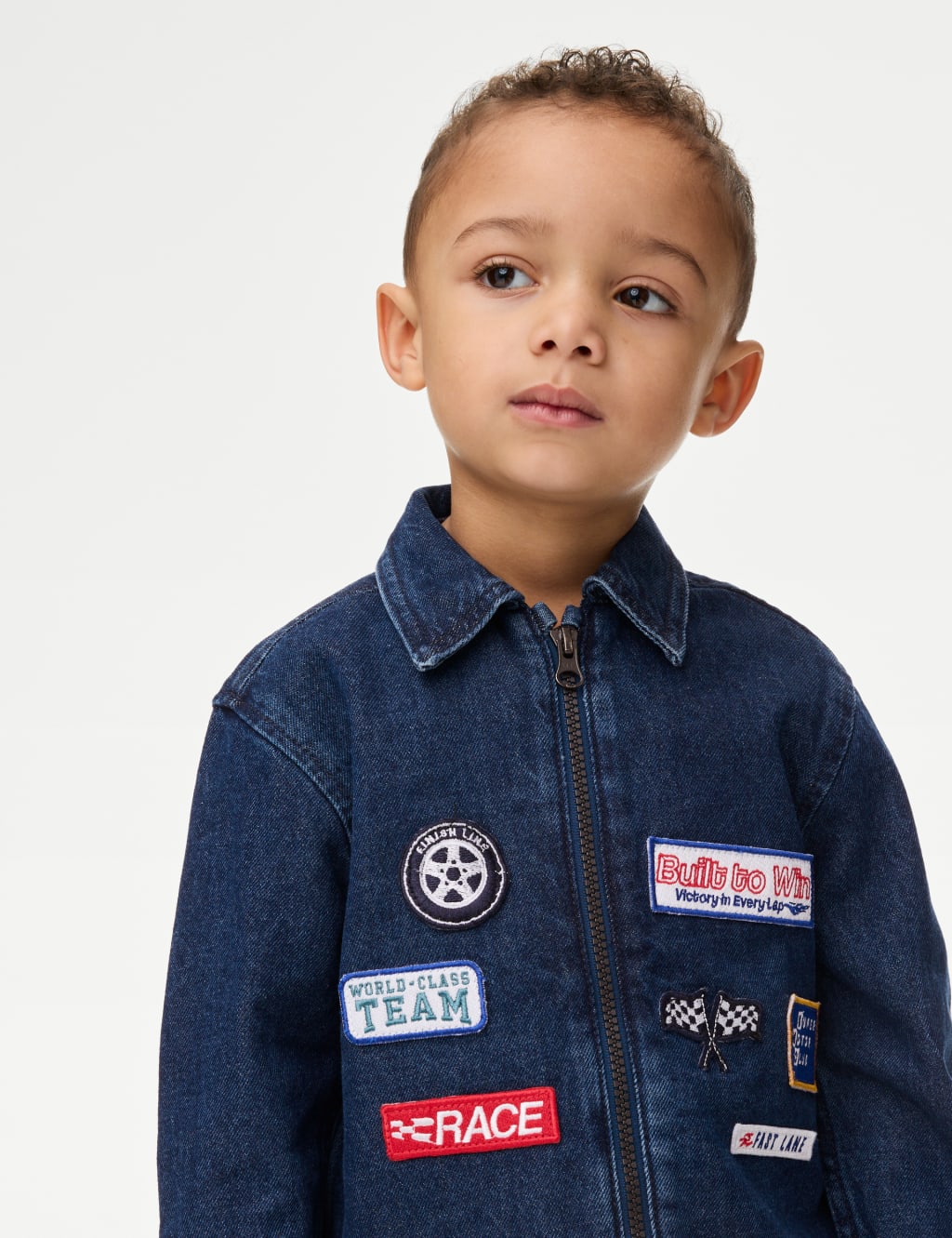 Pure Cotton Badged Denim Jacket (2-8 Yrs)