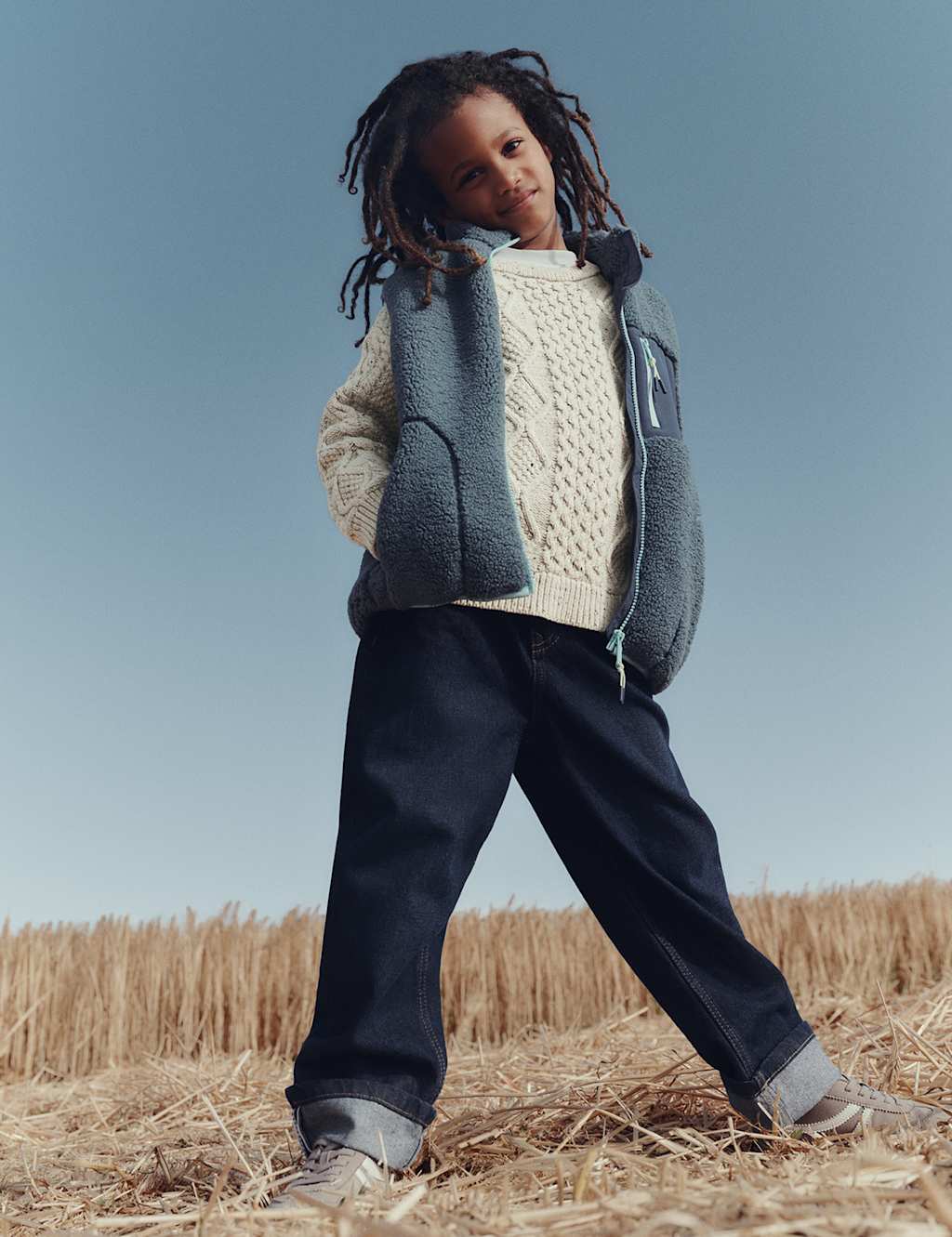 M&S Cotton Rich Cable Knit Jumper (2-8 Yrs) Neutral