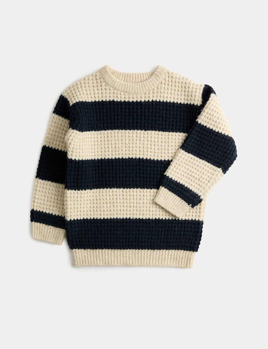M&S Striped Crew Neck Knitted Jumper (1-8 Yrs) Navy Mix