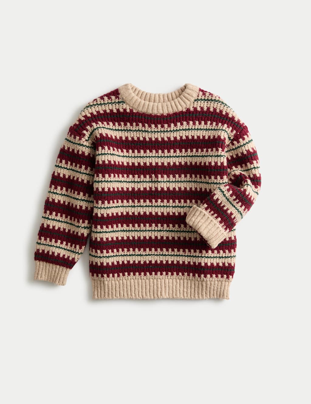 M&S Cotton Blend Striped Jumper (2-8 Yrs) Red Mix