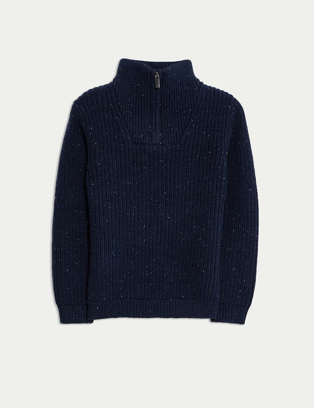 M&S Cotton Rich Half Zip Jumper (2-8 Yrs) Navy