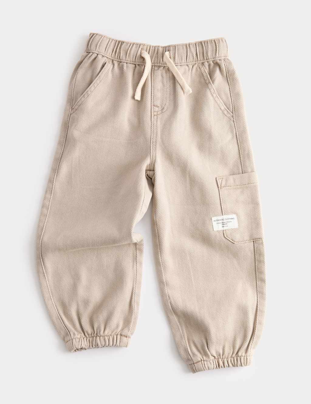 M&S Relaxed Denim Cargo Jeans (2-8 Yrs) Neutral