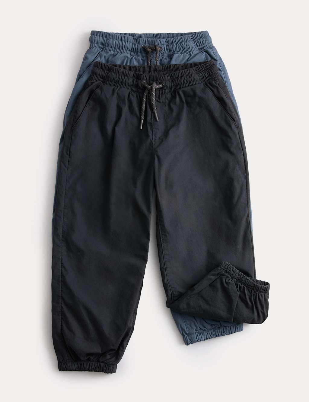 M&S 2 Pack Cotton Rich Pull On Trousers (2-8 Yrs) Navy Mix