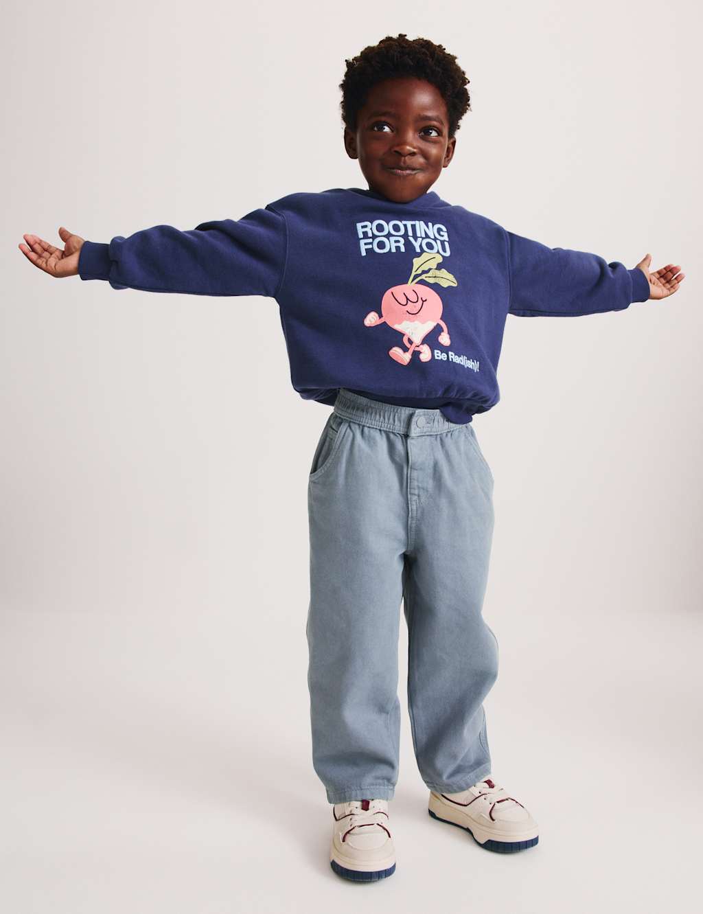 M&S Boys Pure Cotton Barrel Leg Jeans (2-8 Yrs) - 7-8 Years - Lilac