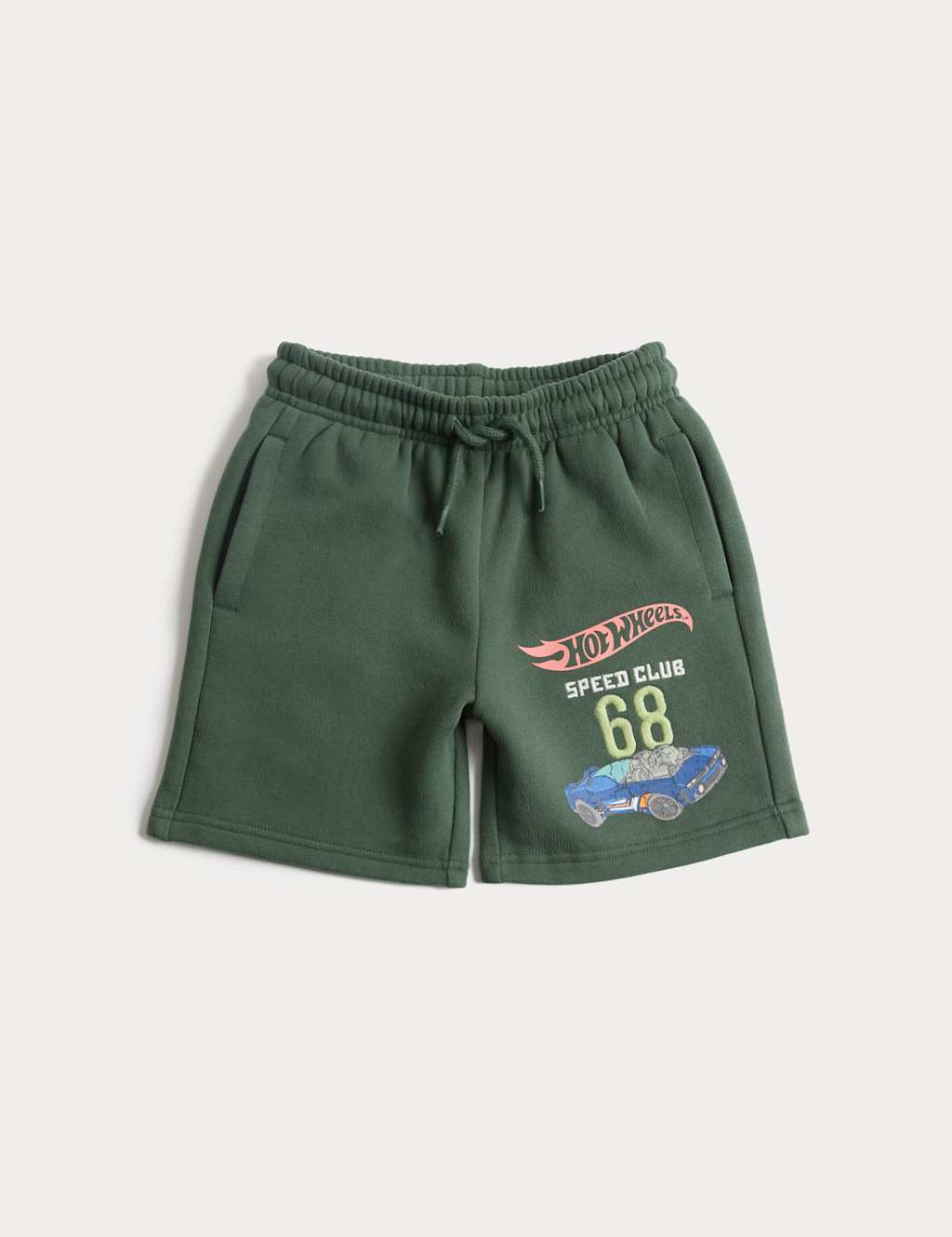 M&S Boys Cotton Rich Hot Wheels Shorts (2-8 Yrs) - 2-3 Years - Green