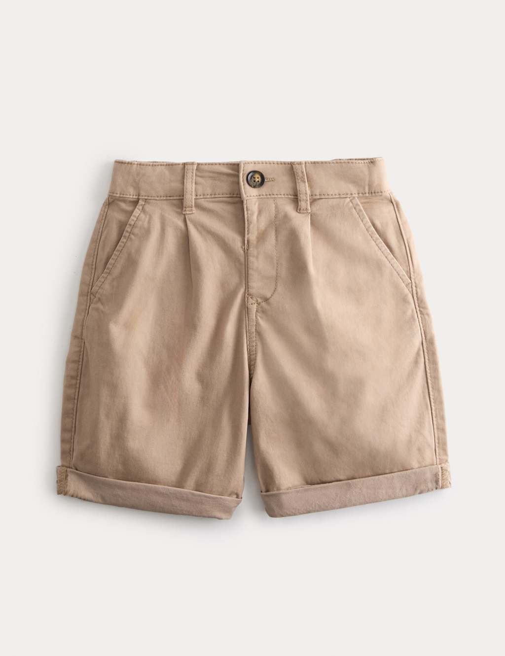 M&S Boys Cotton Rich Pleated Chino Shorts (2-10 Yrs) - 2-3 Years - Neutral