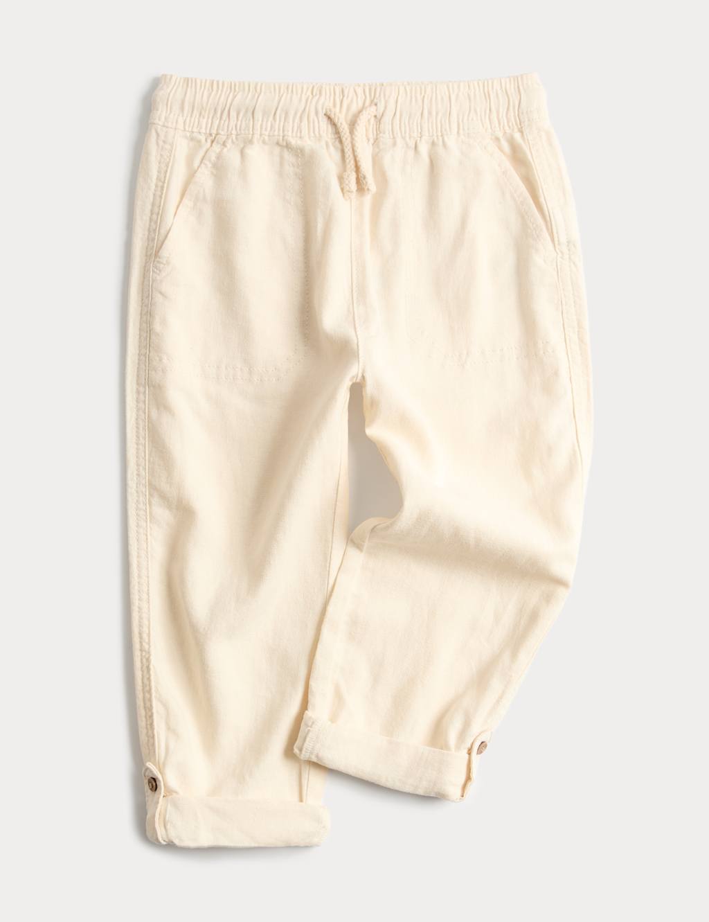 M&S Boys Linen Rich Trousers (2-8 Yrs) - 2-3 Years - Ecru