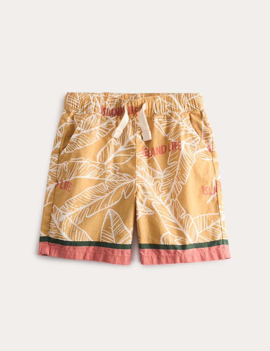 M&S Boys Pure Cotton Tropical Print Shorts (2-8 Yrs) - 2-3 Years - Orange Mix
