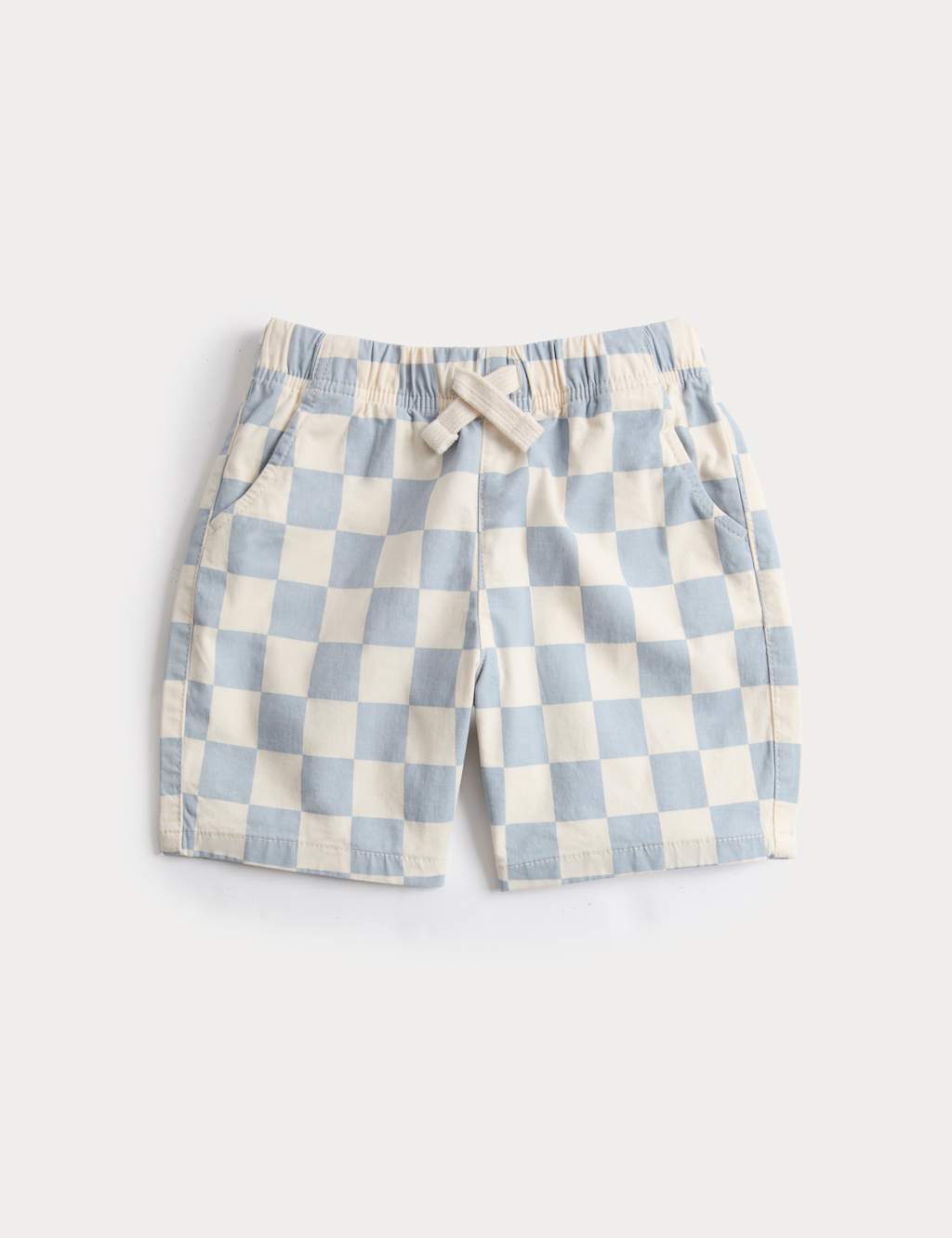 M&S Boys Cotton Rich Checkerboard Pull On Shorts (2-8yrs) - 4-5 Years - Grey Mix