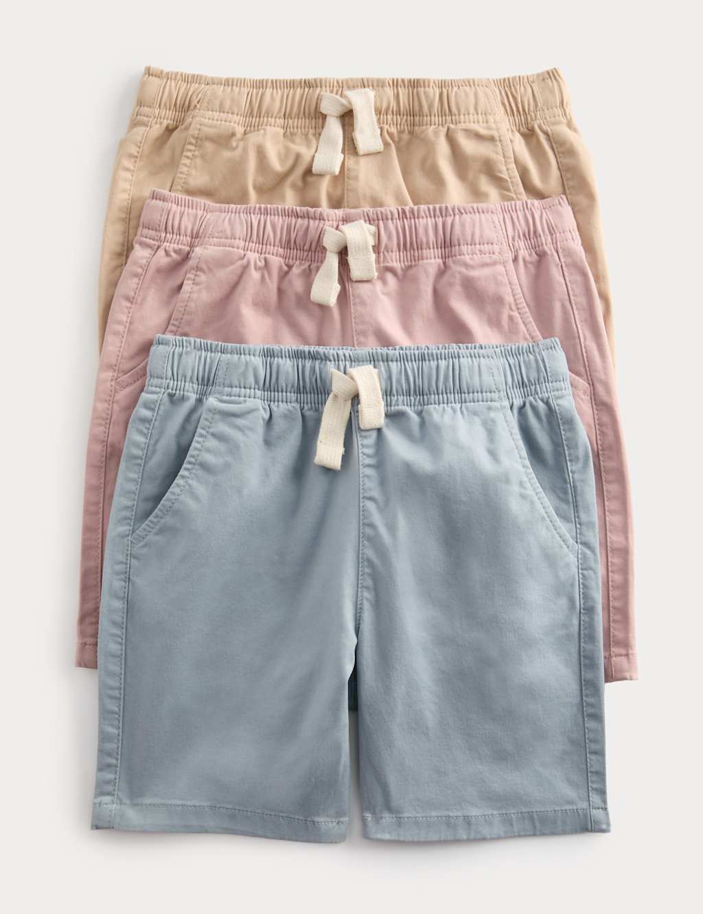M&S Boys 3 Pack Cotton Rich Shorts (2-8 Yrs) - 3-4 Years - Neutral