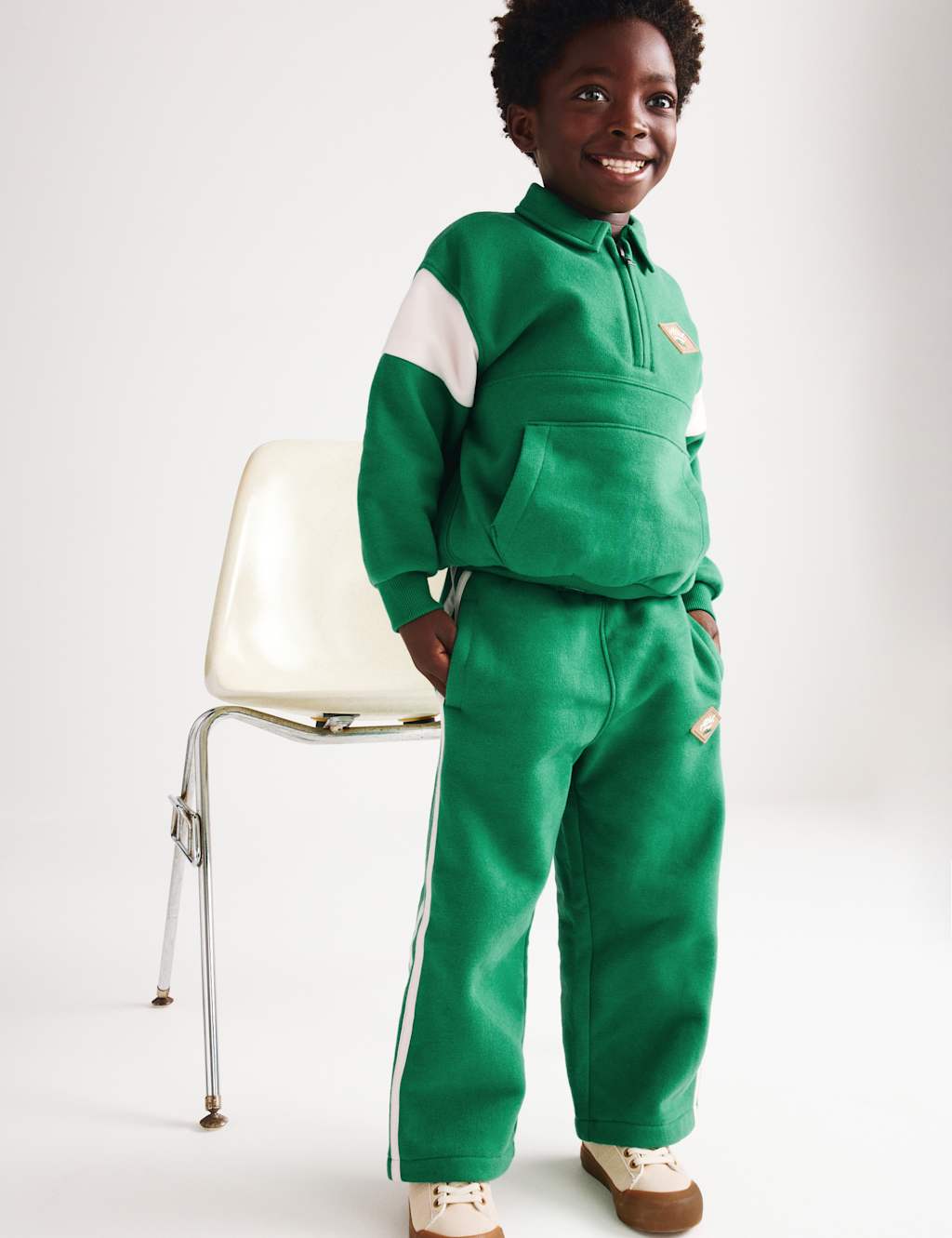 M&S Boys Sporty Wide Leg Joggers (2-8 Yrs) - 2-3 Years - Green