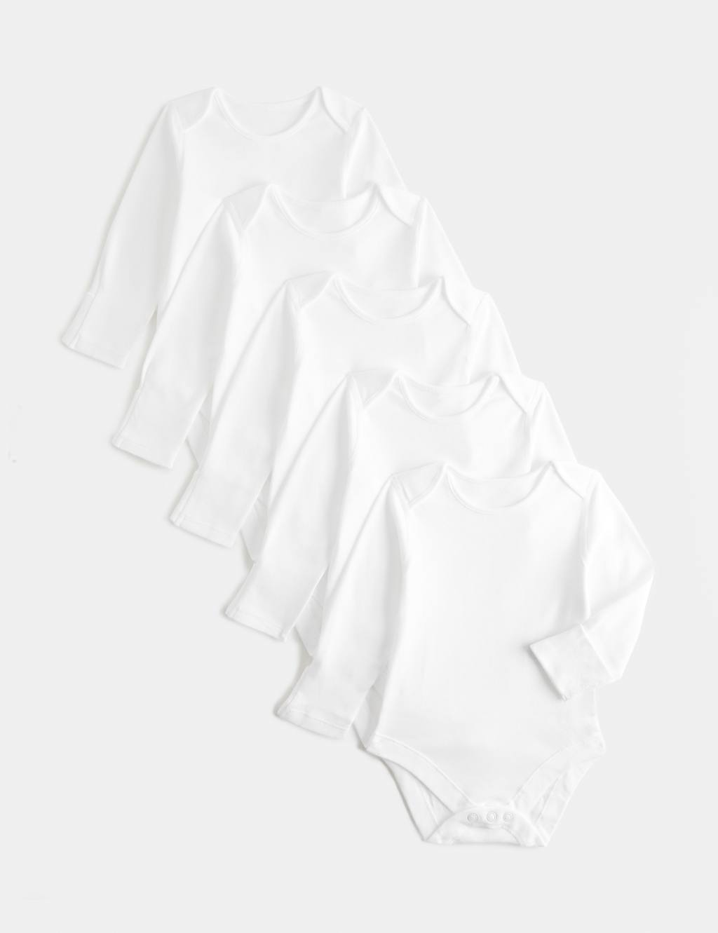 M&S Kids 5 Pack Pure Cotton Bodysuits (5lbs - 3 Yrs) - Tiny - White