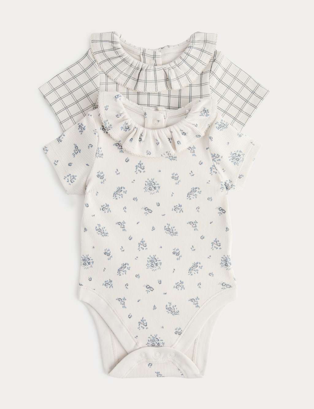 M&S Girls 2 Pack Cotton Rich Frilled Bodysuits (7lbs - 12 Mths) - 9-12 Months - Ivory