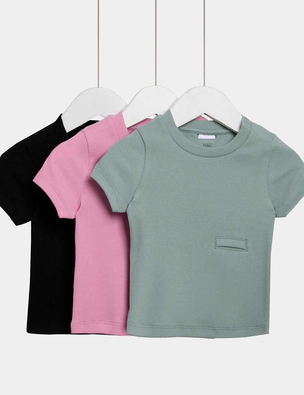 3pk Adaptive Cotton Rich Ribbed Short Sleeve T-shirts (2-16 Yrs)