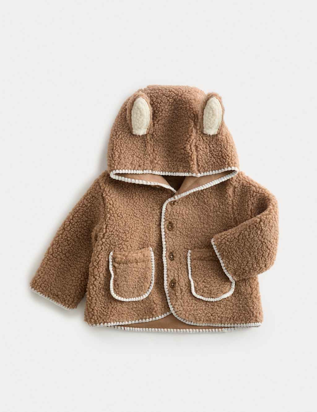M&S Borg Bunny Ears Jacket (7lbs-12 Mths) Brown