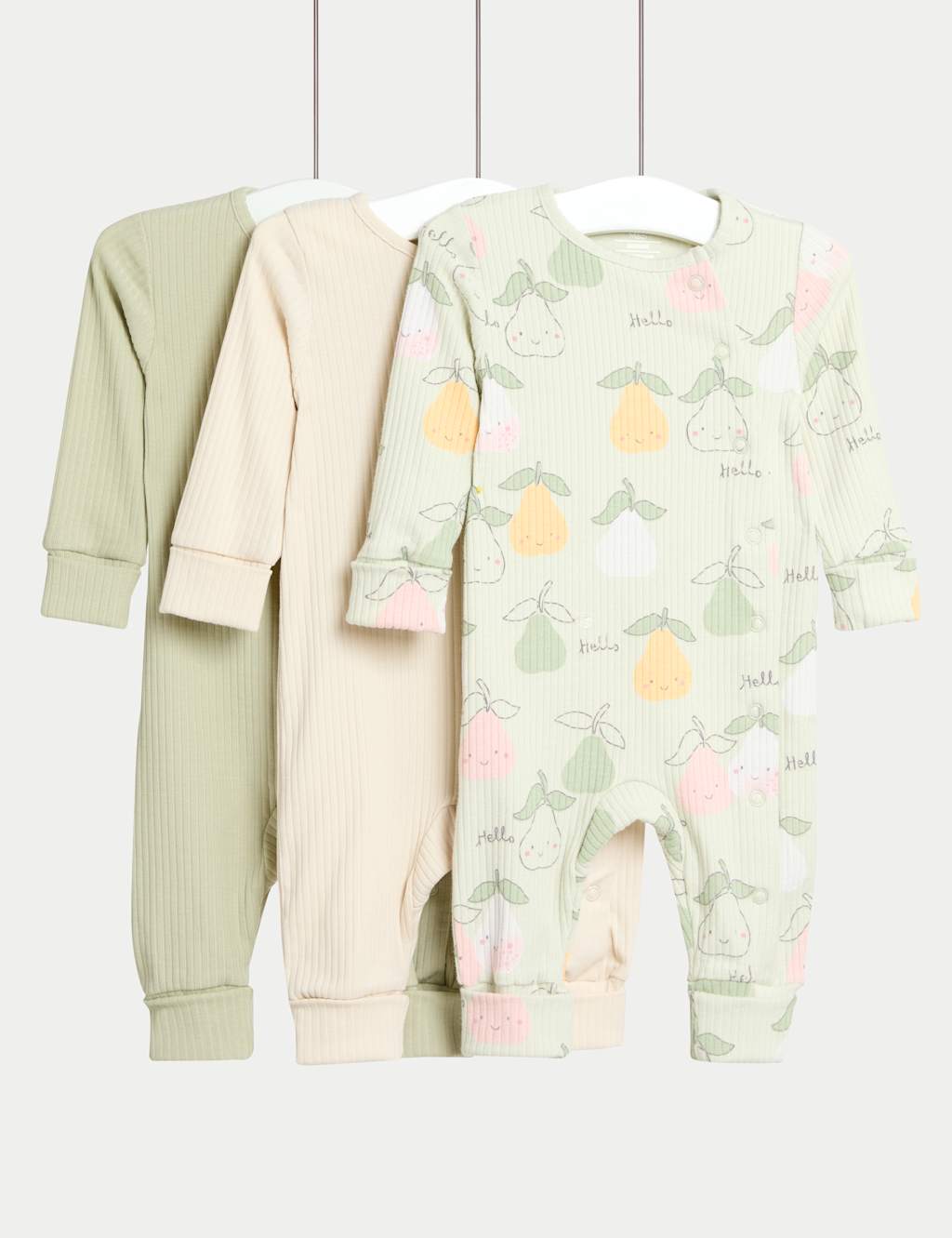 3pk Cotton Rich Sleepsuits (6½lbs-3 Yrs)