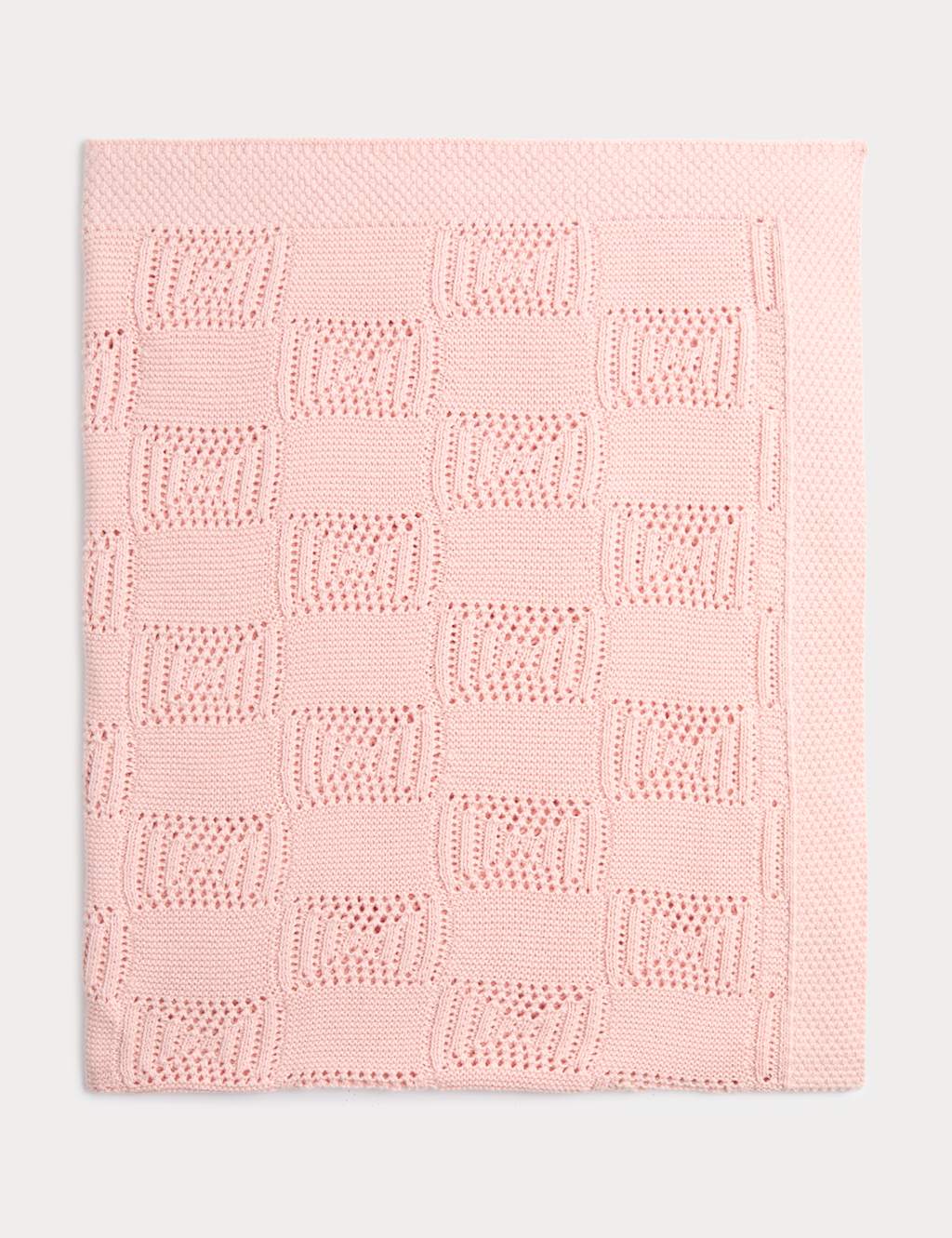 M&S Pure Cotton Knitted Shawl Tea Rose