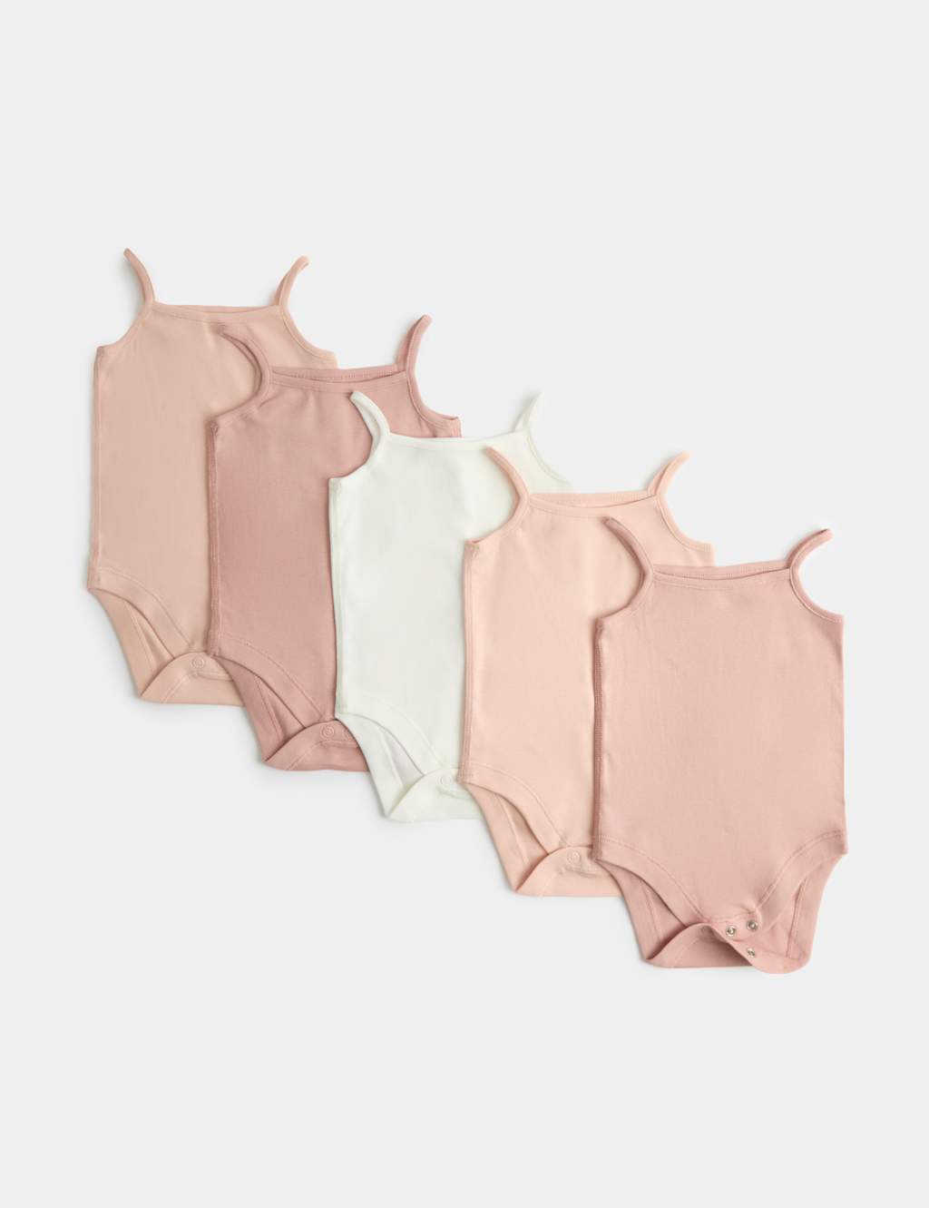 M&S Girls 5 Pack Pure Cotton Strappy Bodysuits (6 ½lbs - 3 Yrs) - 0-3 Months - Pink