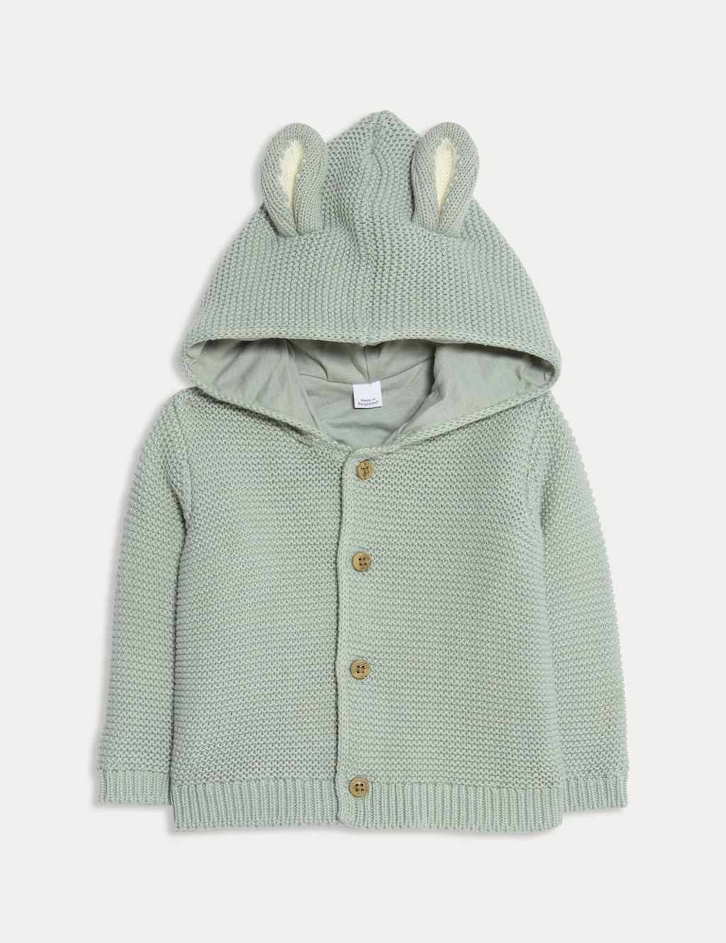 M&S Pure Cotton Knitted Novelty Cardigan (0-12 Mths) Green