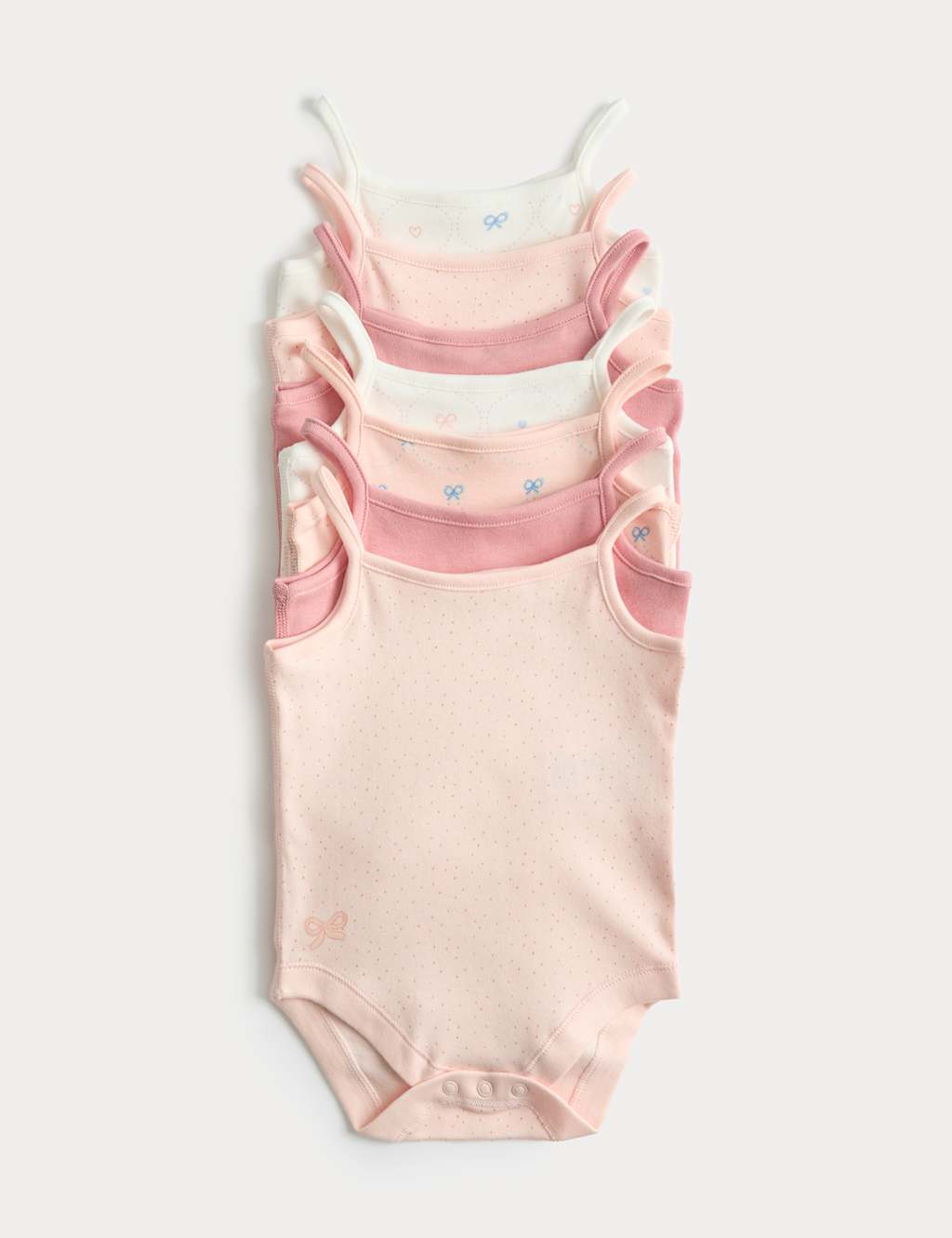 M&S Girls 7 Pack Pure Cotton Bodysuits (7lbs-3 Yrs) - 0-3 Months - Pink Mix