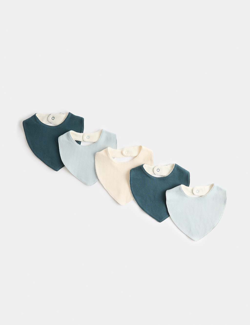 M&S Boys 5 Pack Cotton Rich Dribble Bibs - Aqua Marine
