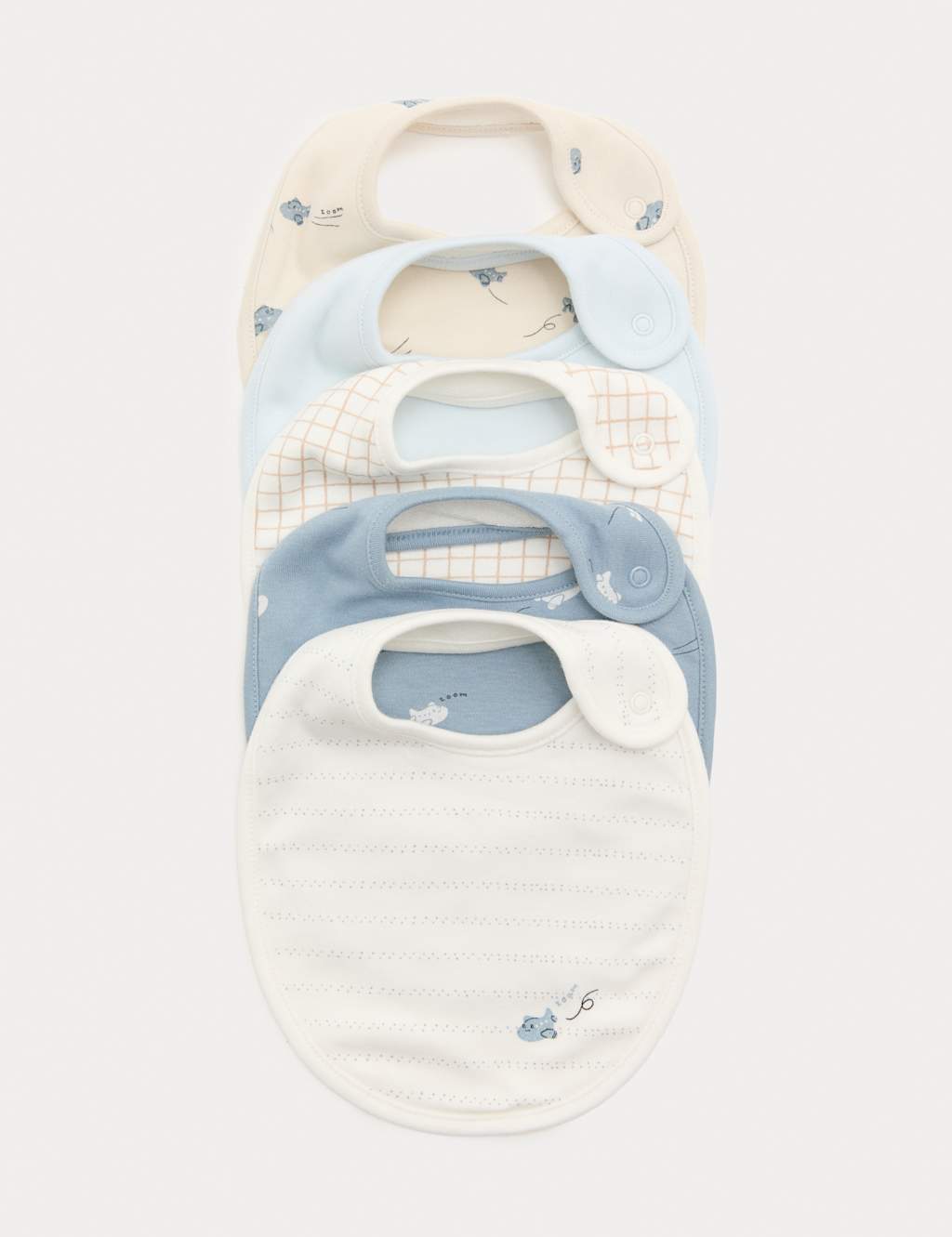 M&S 5 Pack Cotton Rich Plane Print Dribble Bibs Blue Mix