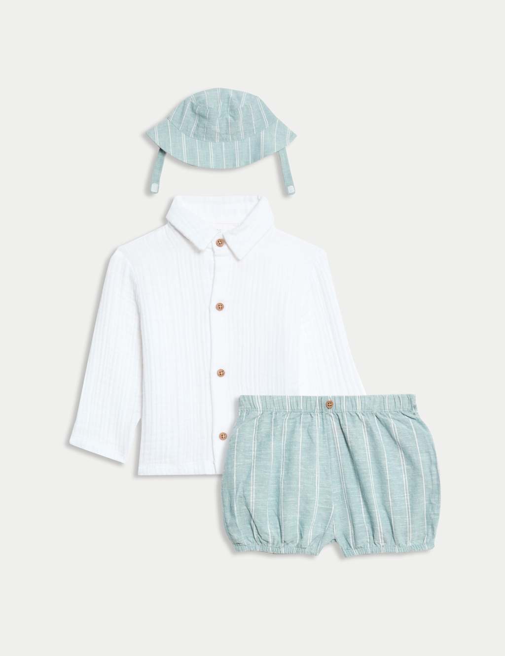 3pc Linen Blend Shorts Outfit (7lbs - 12 Mths)