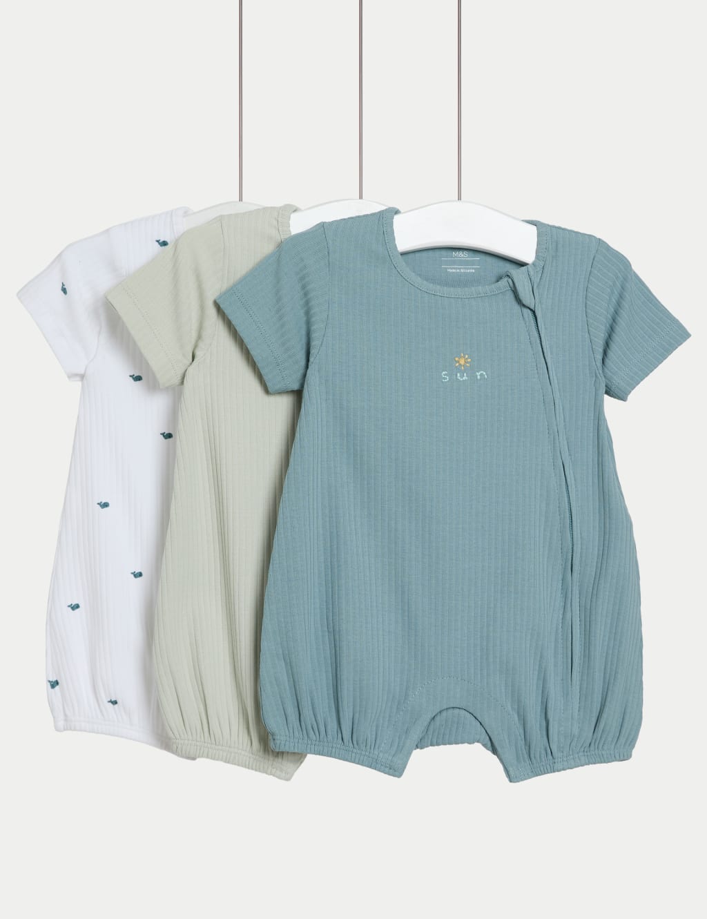 3pk Cotton Rich Rompers (7lbs-12 Mths)