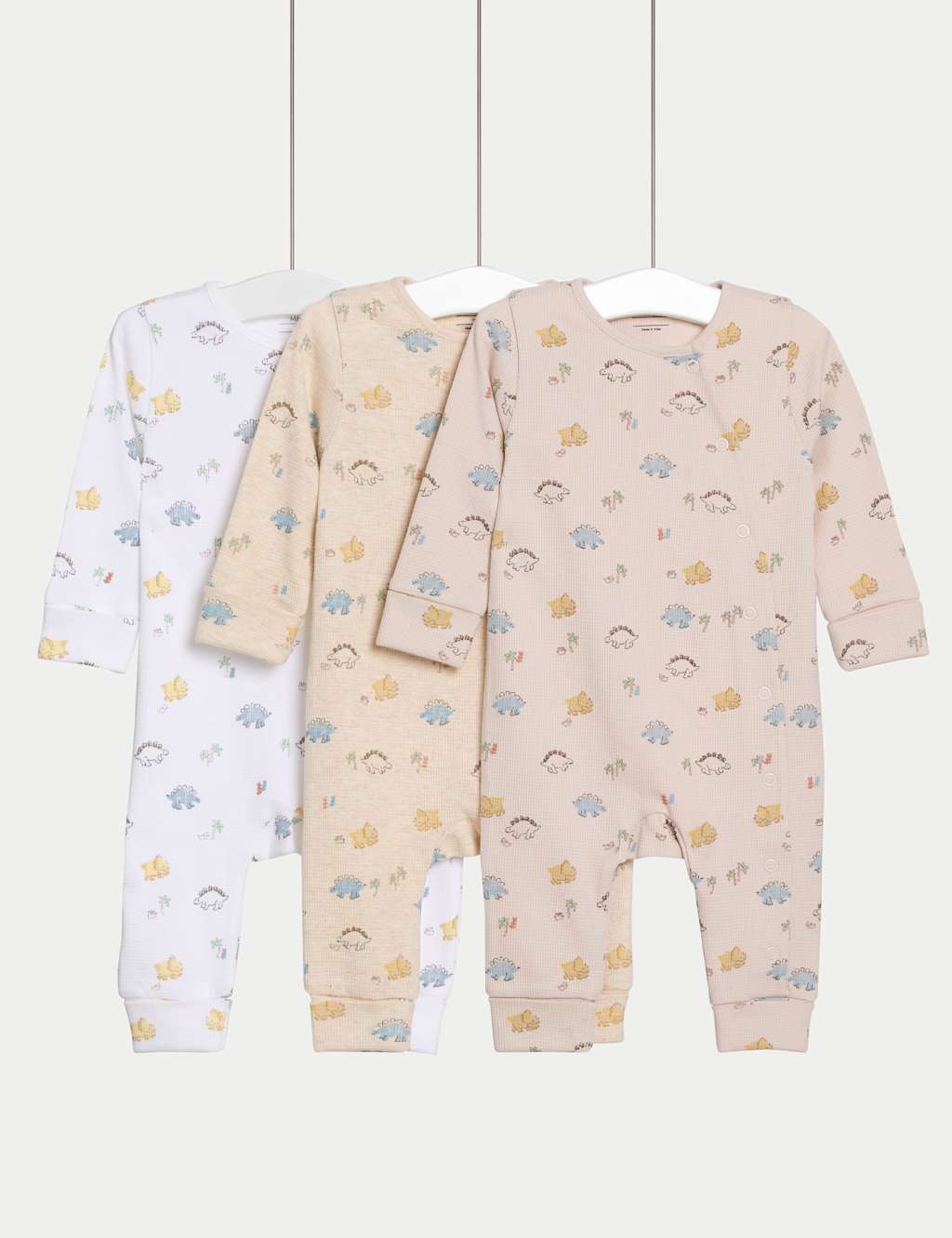 3pk Pure Cotton Dinosaur Sleepsuits (6½lbs-3 Yrs)