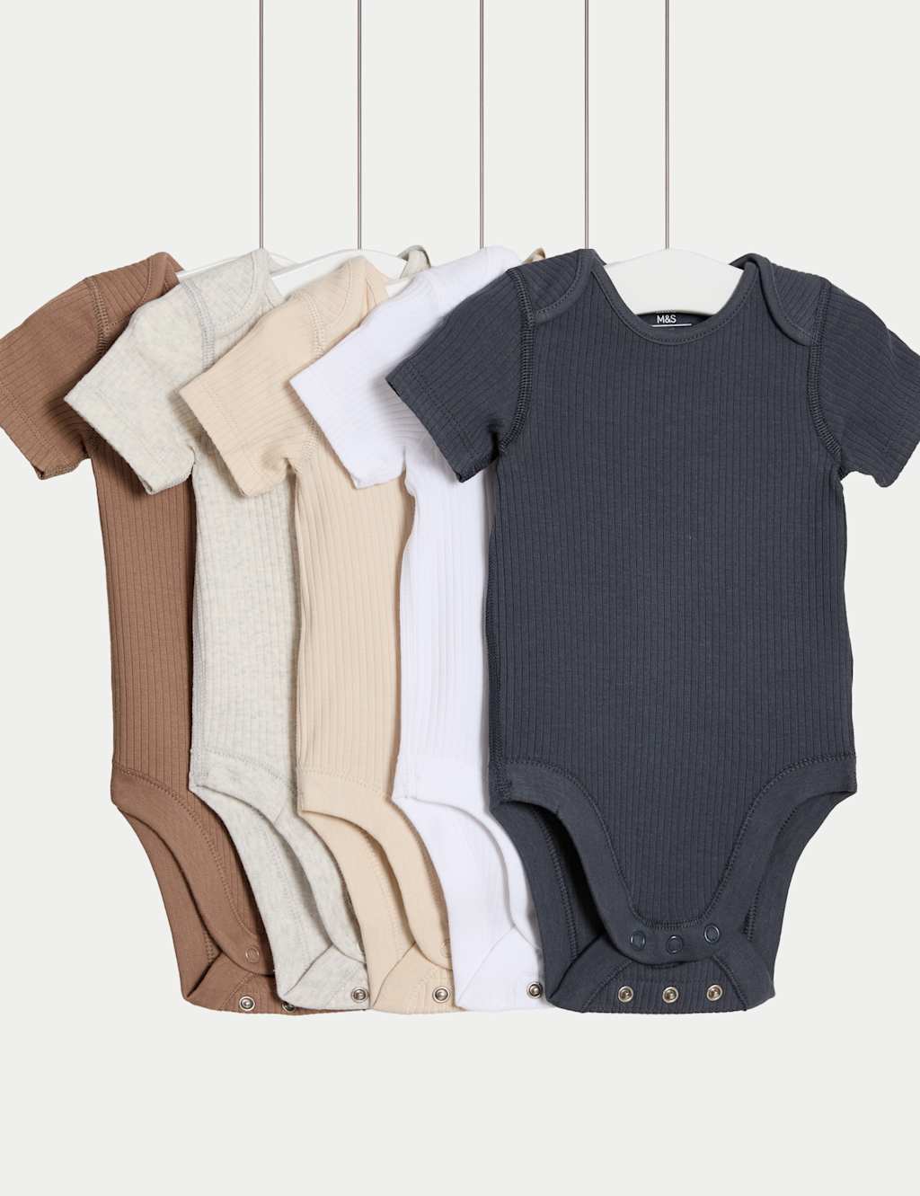 5pk Cotton Rich Ribbed Bodysuits (6½lbs-3 Yrs)