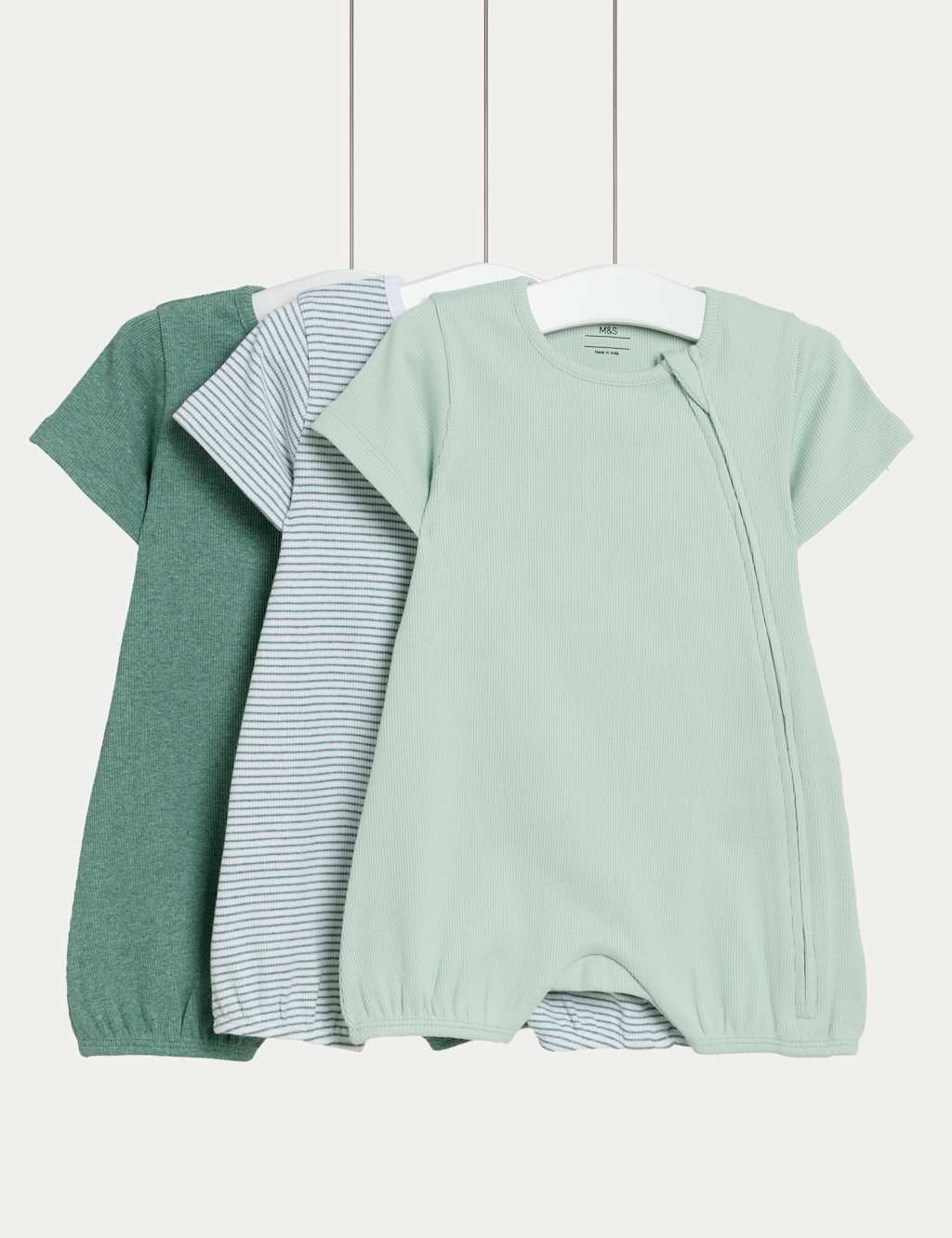 3pk Cotton Rich Striped Rompers (6½lbs-3 Yrs)