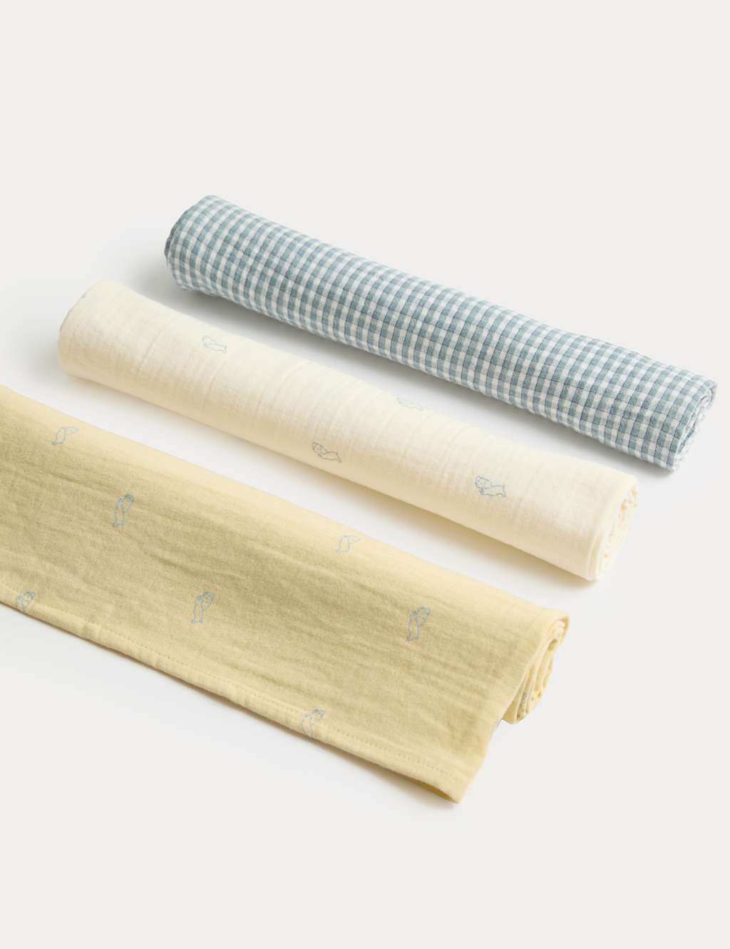 M&S Boys 3 Pack Pure Cotton Muslins Gift Set - Pale Gold